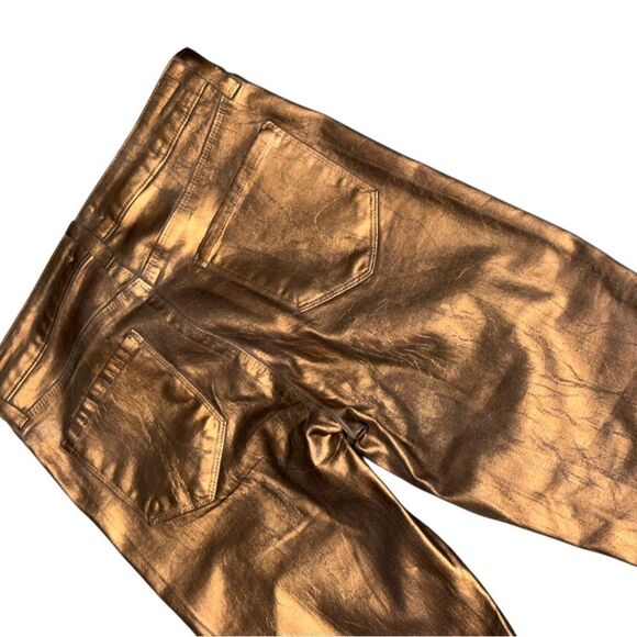 🔥 L'Agence Margot in Pine Bark Bronze Foil Crackle High Rise Skinny pants sz 27 - Picture 5 of 10